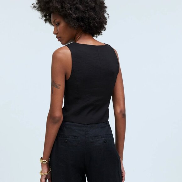 Madewell Katrina Crop Vest Top | Black | NWT | Size 10 - Picture 3 of 6